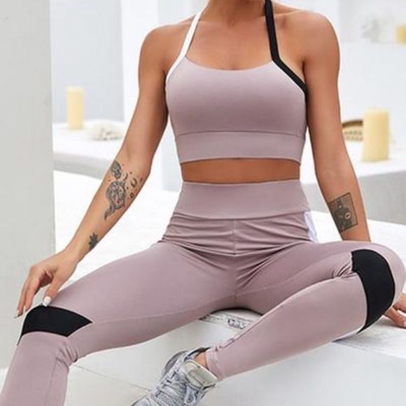 🔥2 Piece Stretch Color Block Yoga Set - Picture 2 of 5